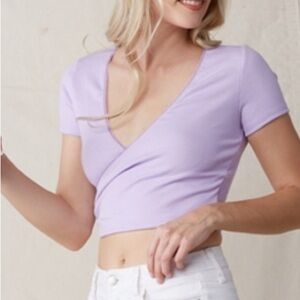 Purple cross over shirt